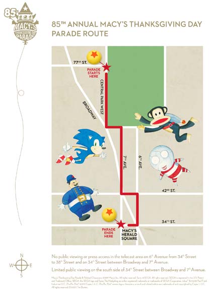 Macy's Thanksgiving Day Parade Route Map
