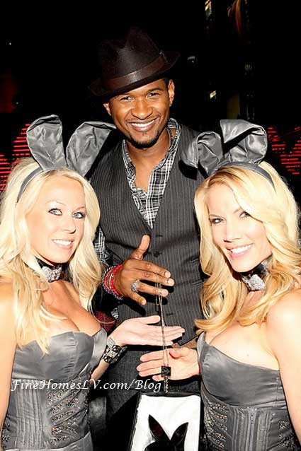 Usher and Playboy Bunnies with Playboy Key