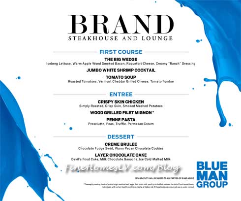 Brand Steakhouse Blueman Menu